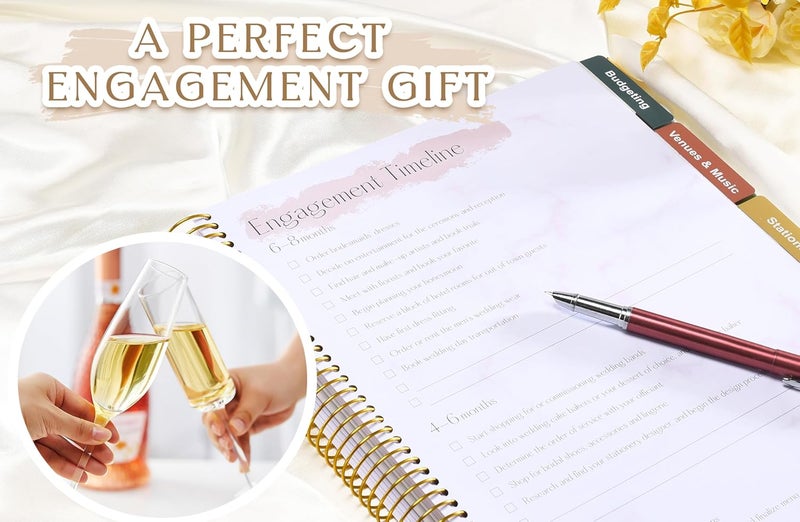 ROXBURGH Wedding Planner Book and Organizer-184 Pages Bridal Wedding Planning Book with Sticker Checklists and Calendars for Bride To Be, Unique Engagement Gifts for Newly Engaged Couples - Image 2